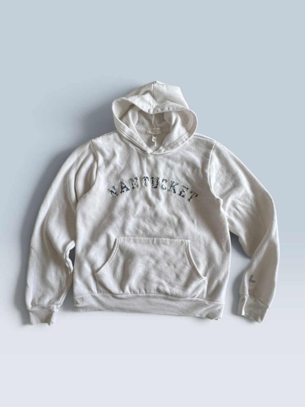 Erica Wilson Nantucket Floral Hoodie Women's Size M White Preppy Sweatshirt